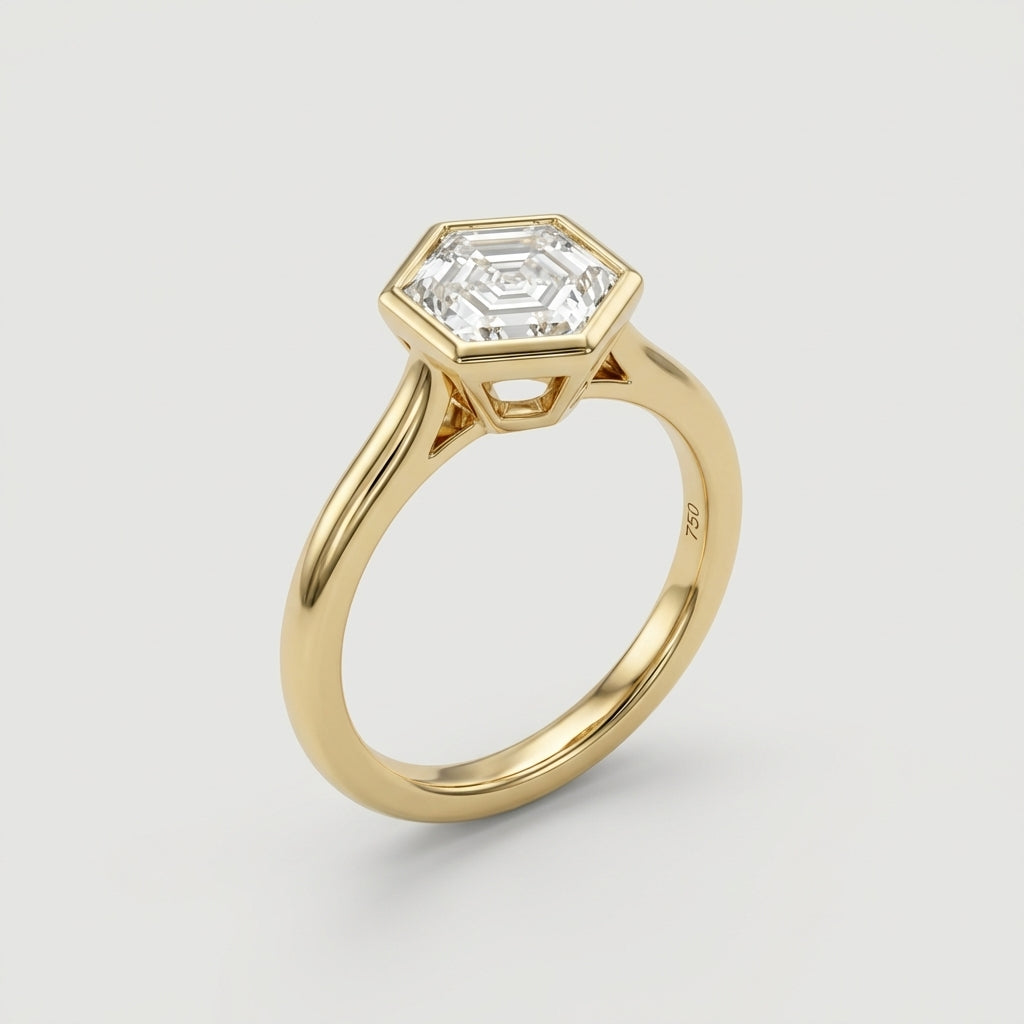 Hexagon 0,57 ct – Soline Ring in 750 Gelbgold