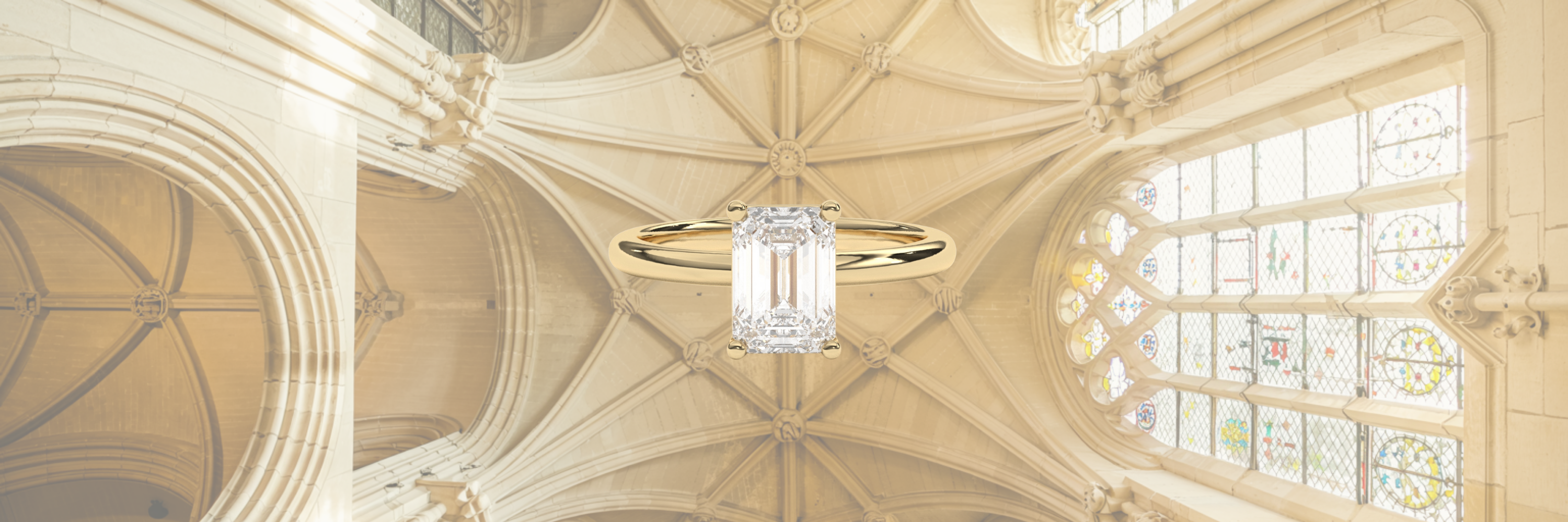 Verlobungsring mit Emerald Cut Labordiamant in 18K Gelbgold – klare Linien und architektonische Präzision