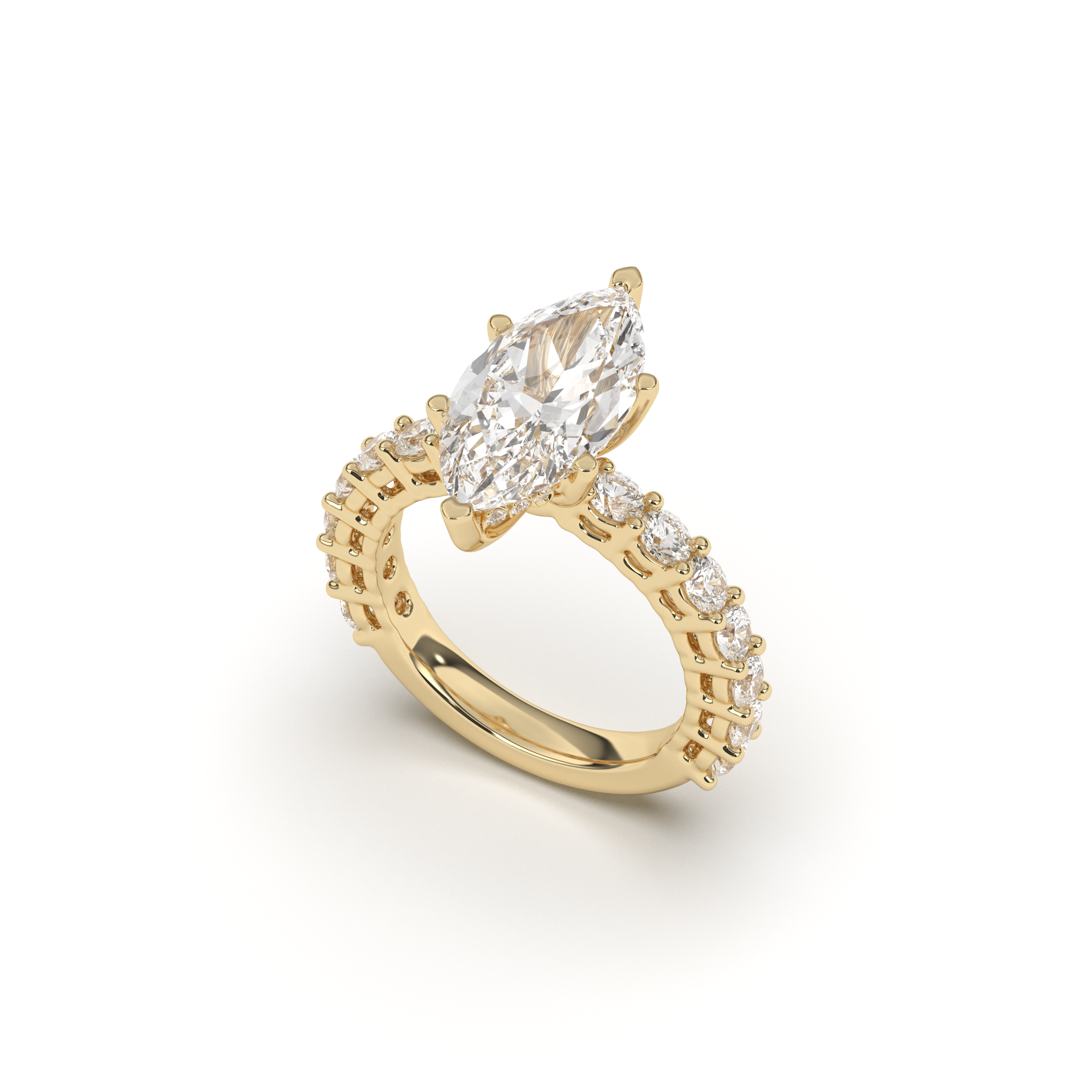 Marquis Ring - 3,58 ct, Gelbgold