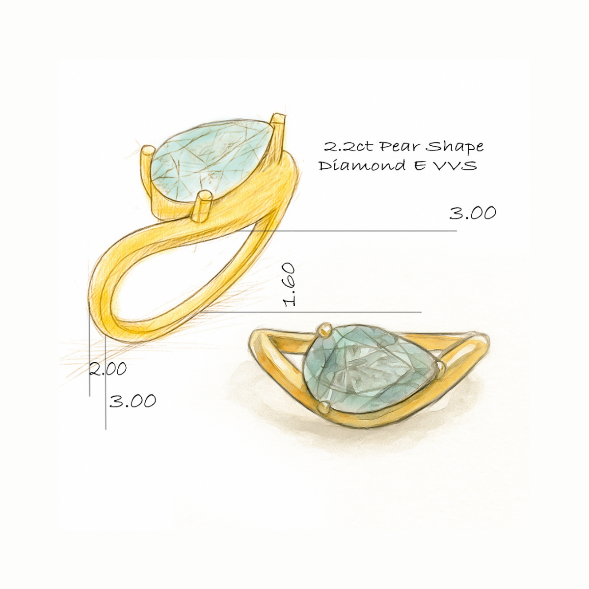 2.2ct Pear Shape Ring