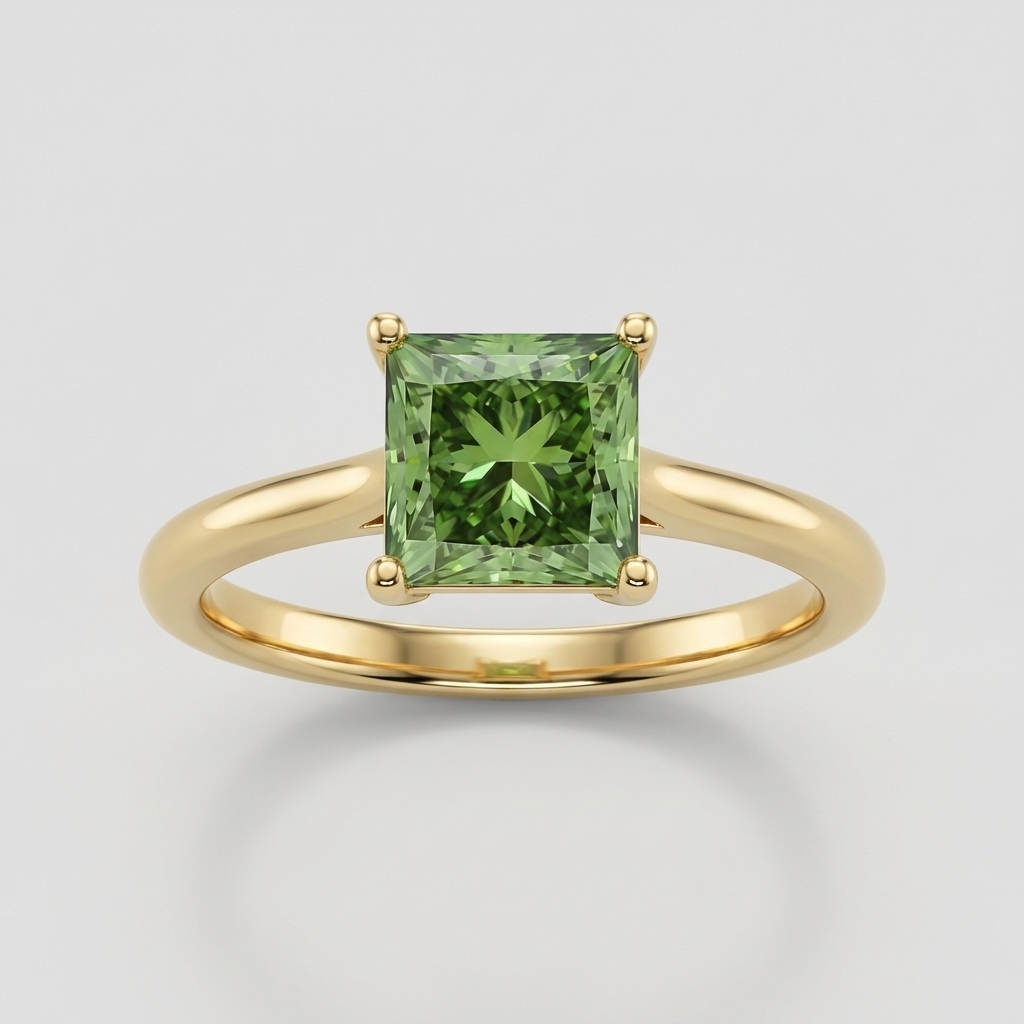 Princess Soline – 1 ct Fancy Green in Gelbgold