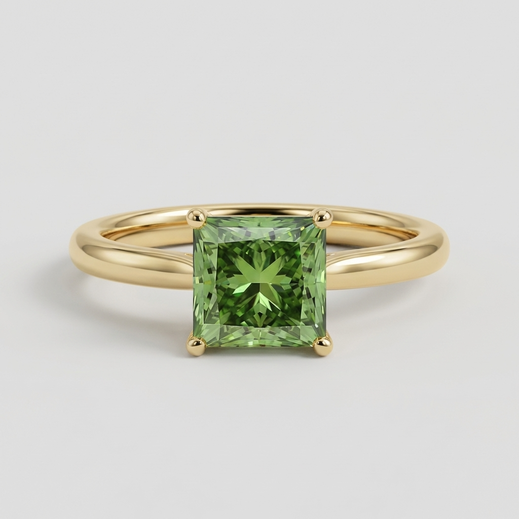 Princess Soline – 1 ct Fancy Green in Gelbgold
