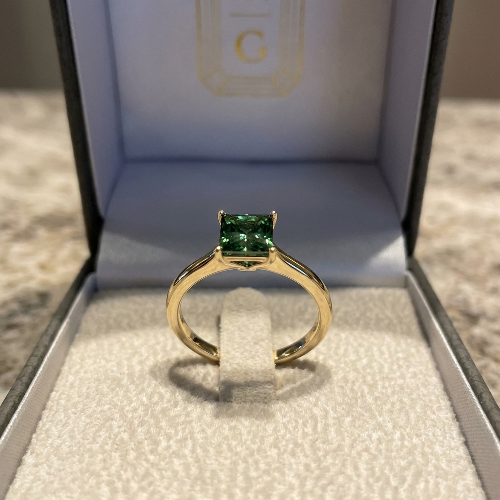 Princess Soline – 1 ct Fancy Green in Gelbgold