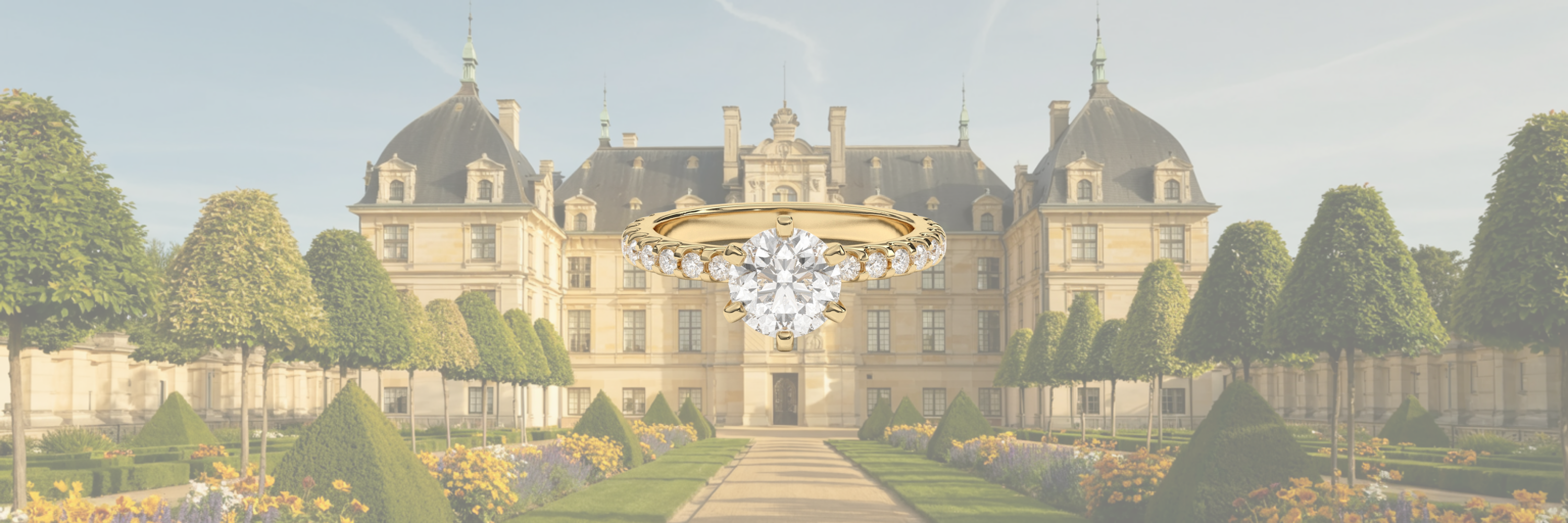 Verlobungsring Claire Pavé mit Labordiamant in 18K Gelbgold – inspiriert von französischer Eleganz und Handwerkskunst